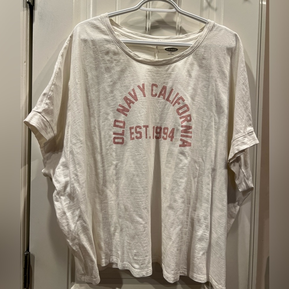 Old Navy California White Pink Graphic Cropped Tee Shirt Sz XXL 2x